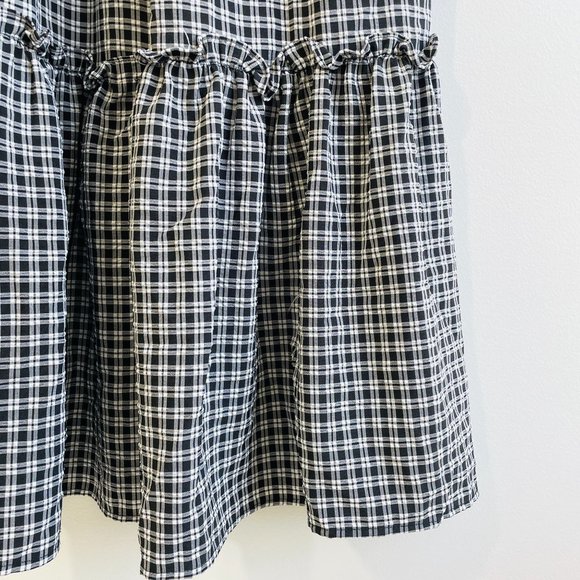 Donna Morgan Midi Dress Size 10 Tiered Dress Plaid Black White Sleeveless New - Picture 7 of 13